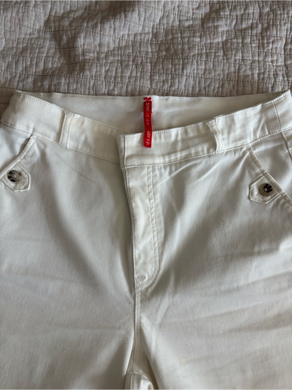 SPANX White Stretch Twill Wide Leg XL